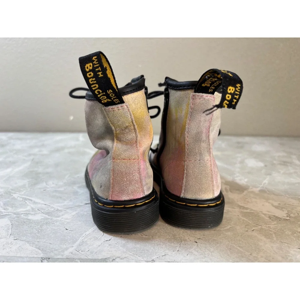 Dr. Martens 1460 T Toddler Tie Dye Suede Boots Pink Yellow Size 10 US Kids 1460T